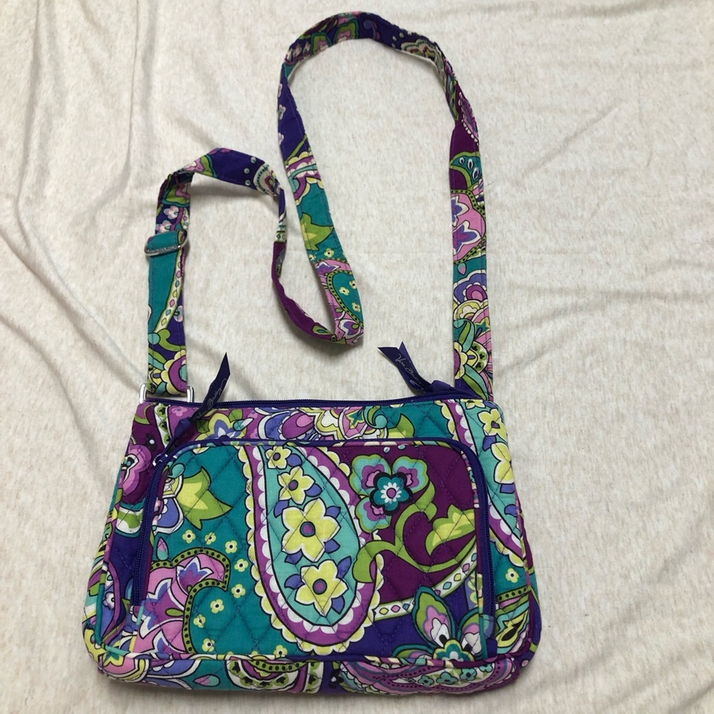 Vera Bradley Hipster Crossbody Bag Retired Heather Purple Paisley Print